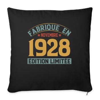 Fabriqué En Novembre 1928 Édition Limitée - Housse de coussin décorative 45 x 45 cm - noir - Devant