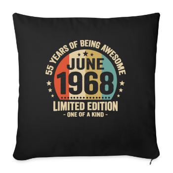 June 1968 55 years anniversary vintage gift idea - Sofa pillowcase 17,3'' x 17,3'' (45 x 45 cm) - black - Front