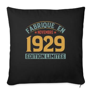 Fabriqué En Novembre 1929 Édition Limitée - Housse de coussin décorative 45 x 45 cm - noir - Devant