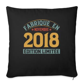 Fabriqué En Novembre 2018 Édition Limitée - Housse de coussin décorative 45 x 45 cm - noir - Devant