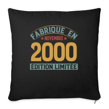 Fabriqué En Novembre 2000 Édition Limitée - Housse de coussin décorative 45 x 45 cm - noir - Devant
