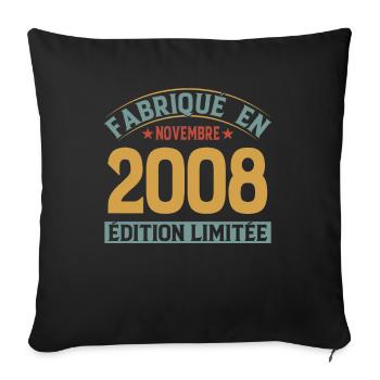 Fabriqué En Novembre 2008 Édition Limitée - Housse de coussin décorative 45 x 45 cm - noir - Devant