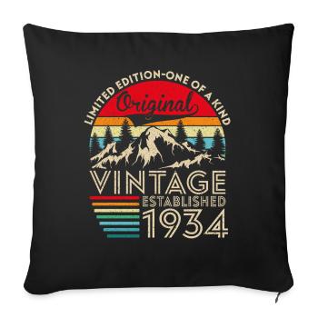 Original Vintage Établi En 1934 Anniversaire - Housse de coussin décorative 45 x 45 cm - noir - Devant