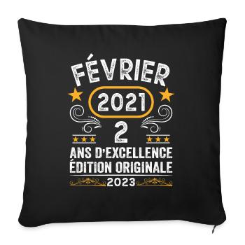 Anniversaire Vintage Idée Cadeau Février 2021 2 - Housse de coussin décorative 45 x 45 cm - noir - Devant