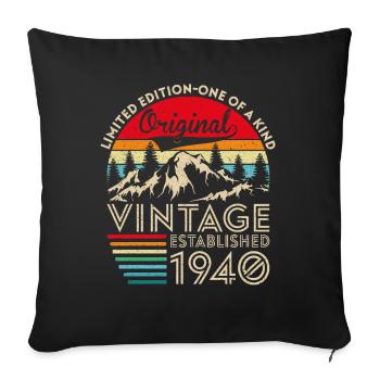 Original Vintage Établi En 1940 Anniversaire - Housse de coussin décorative 45 x 45 cm - noir - Devant