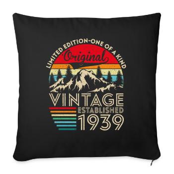 Original vintage established in 1939 anniversary - Sofa pillowcase 17,3'' x 17,3'' (45 x 45 cm) - black - Front