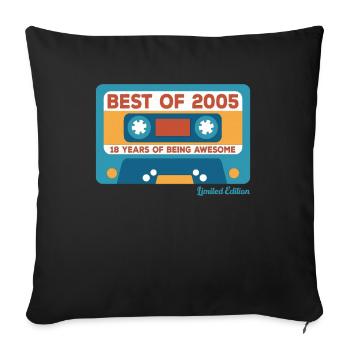 2005 Vintage Vintage Retro Cadeau D’anniversaire - Housse de coussin décorative 45 x 45 cm - noir - Devant