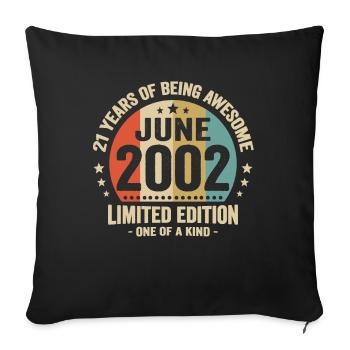 June 2002 21 Years Anniversary Vintage Gift Idea - Sofa pillowcase 17,3'' x 17,3'' (45 x 45 cm) - black - Front