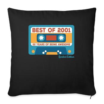 2001 Vintage Vintage Retro Birthday Gift - Sofa pillowcase 17,3'' x 17,3'' (45 x 45 cm) - black - Front