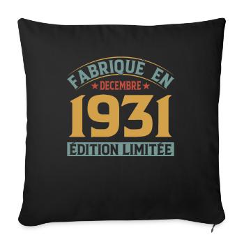 Fabriqué En Décembre 1931 Édition Limitée - Housse de coussin décorative 45 x 45 cm - noir - Devant