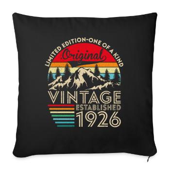 Original Vintage Établi En 1926 Anniversaire - Housse de coussin décorative 45 x 45 cm - noir - Devant