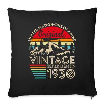 Original Vintage Établi En 1930 Anniversaire - Housse de coussin décorative 45 x 45 cm - noir - Devant