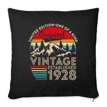 Original Vintage Établi En 1928 Anniversaire - Housse de coussin décorative 45 x 45 cm - noir - Devant