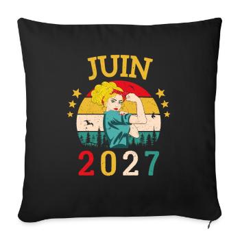 Juin 2027 Anniversaire Vintage Happy Birthday - Housse de coussin décorative 45 x 45 cm - noir - Devant