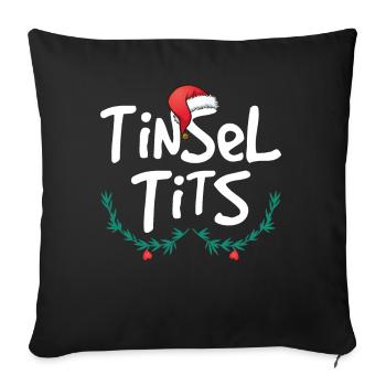 Femmes Tinsel Tits Drôle de Noël - Housse de coussin décorative 45 x 45 cm - noir - Devant