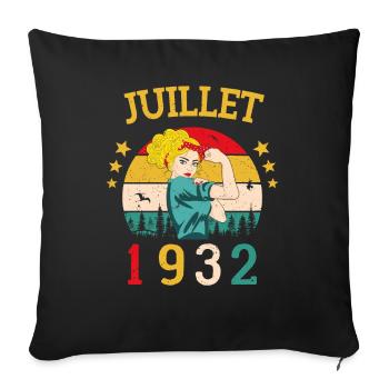 Juillet 1932 Anniversaire Vintage Happy Birthday - Housse de coussin décorative 45 x 45 cm - noir - Devant