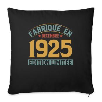 Fabriqué En Décembre 1925 Édition Limitée - Housse de coussin décorative 45 x 45 cm - noir - Devant