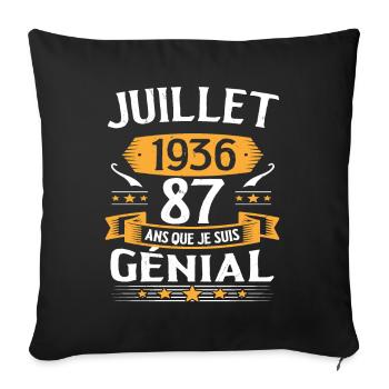 Juillet 1936 87 Ans Que Je Suis Génial Cadeau - Housse de coussin décorative 45 x 45 cm - noir - Devant