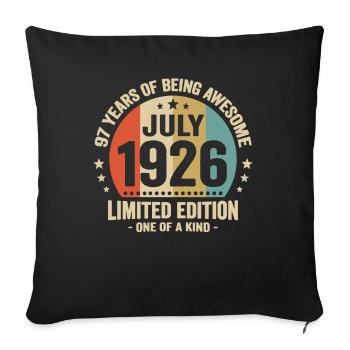July 1926 97 Years Anniversary Vintage Gift - Sofa pillowcase 17,3'' x 17,3'' (45 x 45 cm) - black - Front