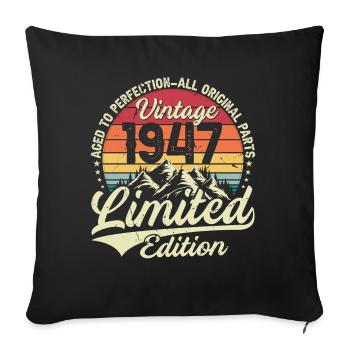 Cadeau D'anniversaire Vintage 1947 Édition Limitée - Housse de coussin décorative 45 x 45 cm - noir - Devant
