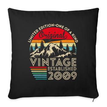 Original vintage established in 2009 anniversary - Sofa pillowcase 17,3'' x 17,3'' (45 x 45 cm) - black - Front