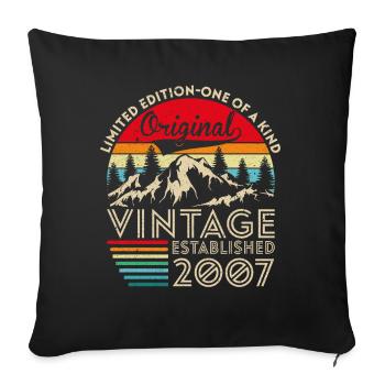 Original Vintage Établi En 2007 Anniversaire - Housse de coussin décorative 45 x 45 cm - noir - Devant