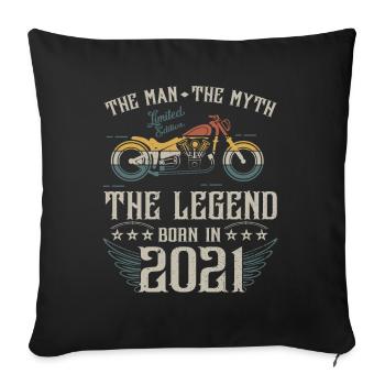 The man the myth The legend born in 2021 - Sofa pillowcase 17,3'' x 17,3'' (45 x 45 cm) - black - Front
