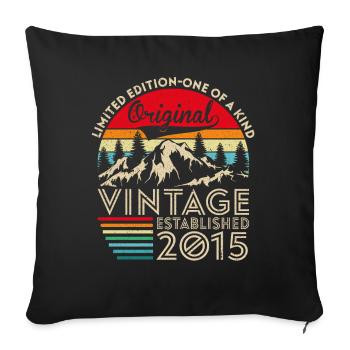 Original Vintage Établi En 2015 Anniversaire - Housse de coussin décorative 45 x 45 cm - noir - Devant
