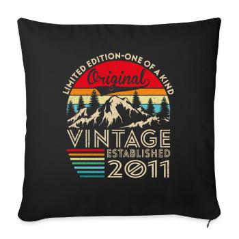 Original Vintage Established in 2011 Anniversary - Sofa pillowcase 17,3'' x 17,3'' (45 x 45 cm) - black - Front