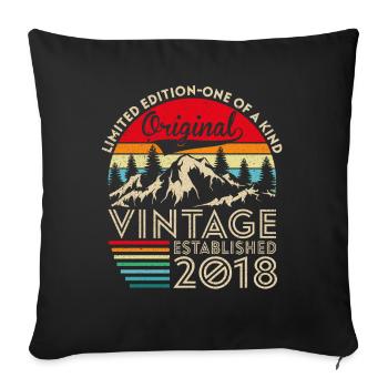 Original Vintage Établi En 2018 Anniversaire - Housse de coussin décorative 45 x 45 cm - noir - Devant