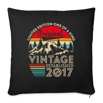 Original vintage established in 2017 anniversary - Sofa pillowcase 17,3'' x 17,3'' (45 x 45 cm) - black - Front