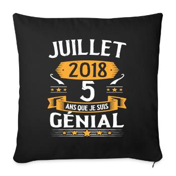 July 2018 5 years that I am awesome gift - Sofa pillowcase 17,3'' x 17,3'' (45 x 45 cm) - black - Front
