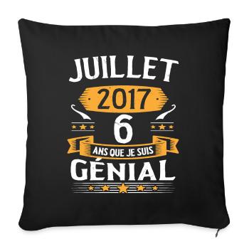 July 2017 6 years that I am awesome gift - Sofa pillowcase 17,3'' x 17,3'' (45 x 45 cm) - black - Front
