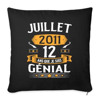 July 2011 12 years that I am awesome gift - Sofa pillowcase 17,3'' x 17,3'' (45 x 45 cm) - black - Front