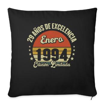 Januar 1994 Jahrgangsgeschenk von 29 Jahren - Sofakissenbezug 45 x 45 cm - Schwarz - Vorne