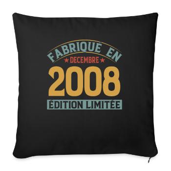 Fabriqué En Décembre 2008 Édition Limitée - Housse de coussin décorative 45 x 45 cm - noir - Devant