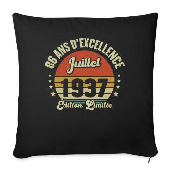 Juillet 1937 86 Ans Anniversaire Vintage Cadeau - Housse de coussin décorative 45 x 45 cm - noir - Devant