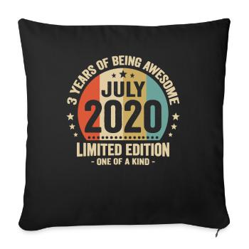 Juillet 2020 3 Ans Anniversaire Vintage Cadeau - Housse de coussin décorative 45 x 45 cm - noir - Devant