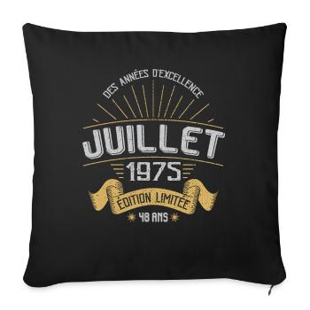 Juillet 1975 48 Ans Anniversaire Vintage Cadeau - Housse de coussin décorative 45 x 45 cm - noir - Devant
