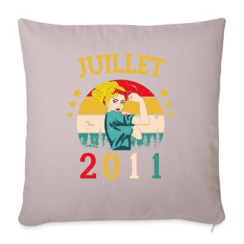 Juillet 2011 Anniversaire Vintage Happy Birthday - Housse de coussin décorative 45 x 45 cm - taupe clair - Devant