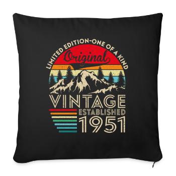 Original vintage established in 1951 anniversary - Sofa pillowcase 17,3'' x 17,3'' (45 x 45 cm) - black - Front