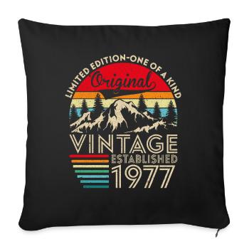 Original Vintage Établi En 1977 Anniversaire - Housse de coussin décorative 45 x 45 cm - noir - Devant