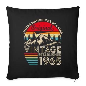 Original Vintage Établi En 1965 Anniversaire - Housse de coussin décorative 45 x 45 cm - noir - Devant