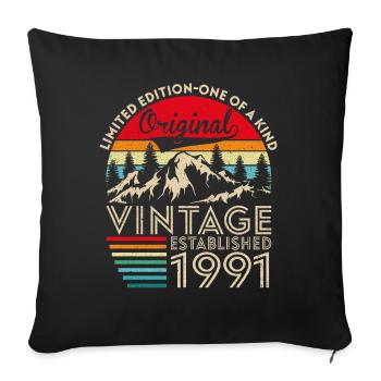 Original vintage established in 1991 anniversary - Sofa pillowcase 17,3'' x 17,3'' (45 x 45 cm) - black - Front