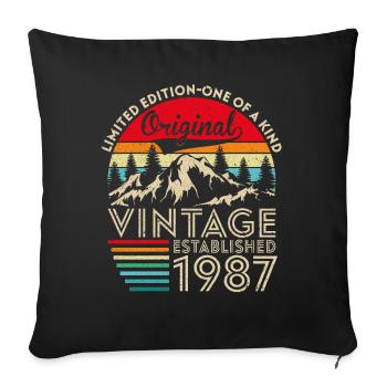 Original Vintage Établi En 1987 Anniversaire - Housse de coussin décorative 45 x 45 cm - noir - Devant