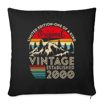 Original Vintage Établi En 2000 Anniversaire - Housse de coussin décorative 45 x 45 cm - noir - Devant