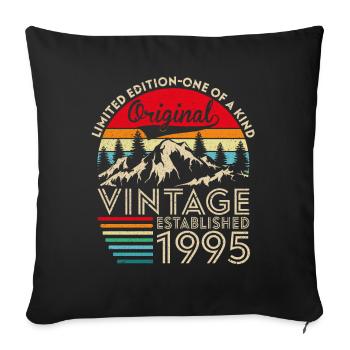 Original Vintage Établi En 1995 Anniversaire - Housse de coussin décorative 45 x 45 cm - noir - Devant