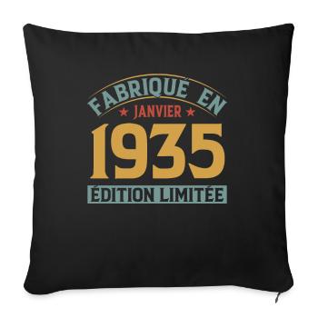 Fabriqué En Janvier 1935 Édition Limitée - Housse de coussin décorative 45 x 45 cm - noir - Devant