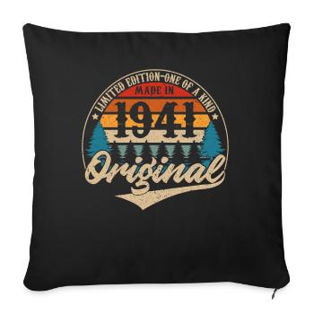 Idée Cadeau D Anniversaire Vintage Original 1941 - Housse de coussin décorative 45 x 45 cm - noir - Devant