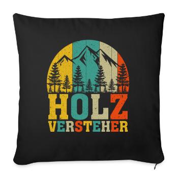 Holzversteher Chainsaw Retro Forest Woodworker - Sofakissenbezug 45 x 45 cm - Schwarz - Vorne